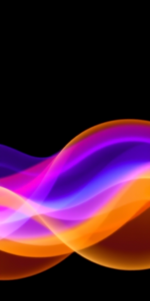 generate a smooth gradient wave of colors in purple, blue, gold, and orange against a black background with a Canon EOS R5 camera, 50mm lens, f/1.8 aperture, 1/100 sec shutter speed, ISO 100, capturing in high-resolution and vibrant colors, using long exposure for a soft motion effect