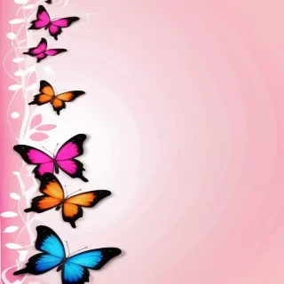 pink background with butterflies