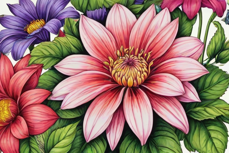 flower drawings color