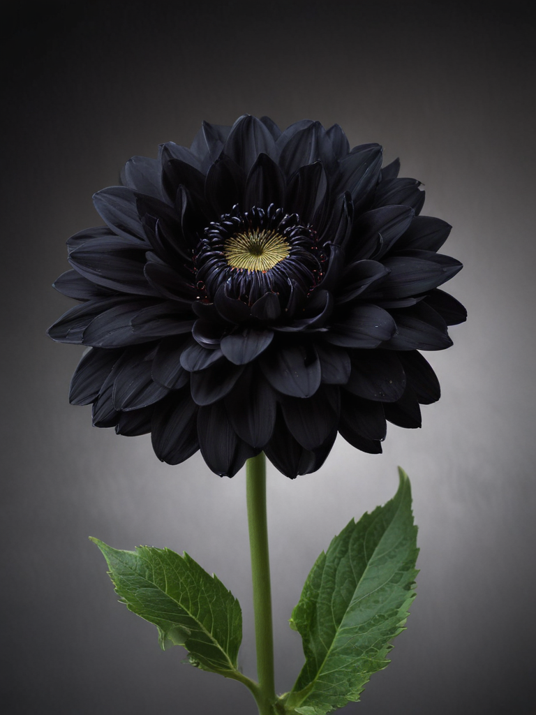 Elegant Black Flower with Distinctive Petals and Lush Green Leaves ...