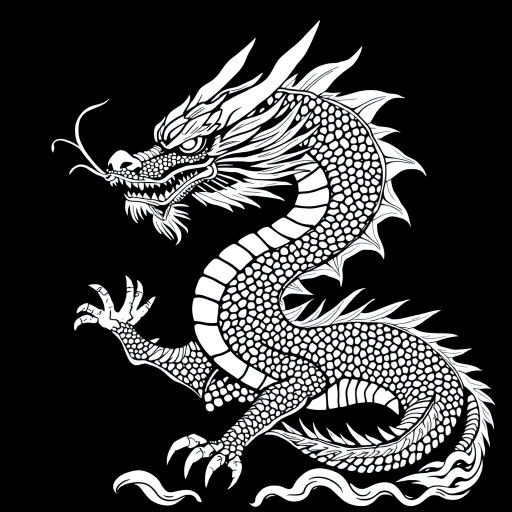 dragon black and white