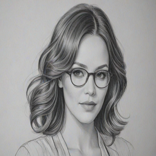 Enchanting Katharine McPhee, pencil sketch, portrait of Elegant woman 1942s in glasses, hair style beatnik, outline, clear lines, fine lines, 8k