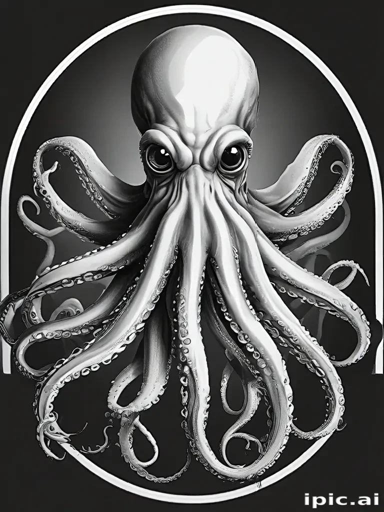 octopus clipart black and white