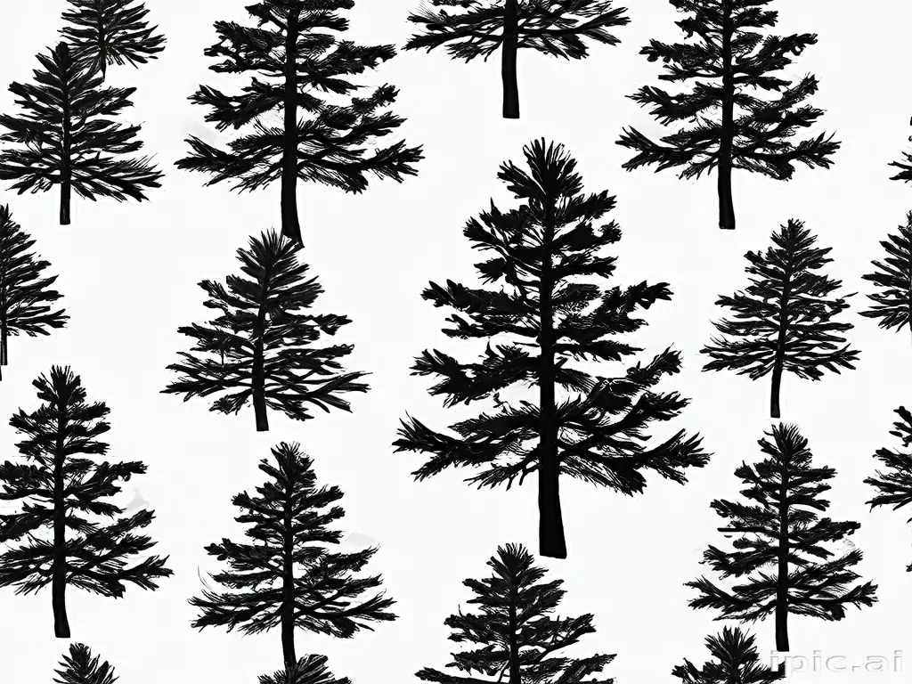 black and white pine tree clipart