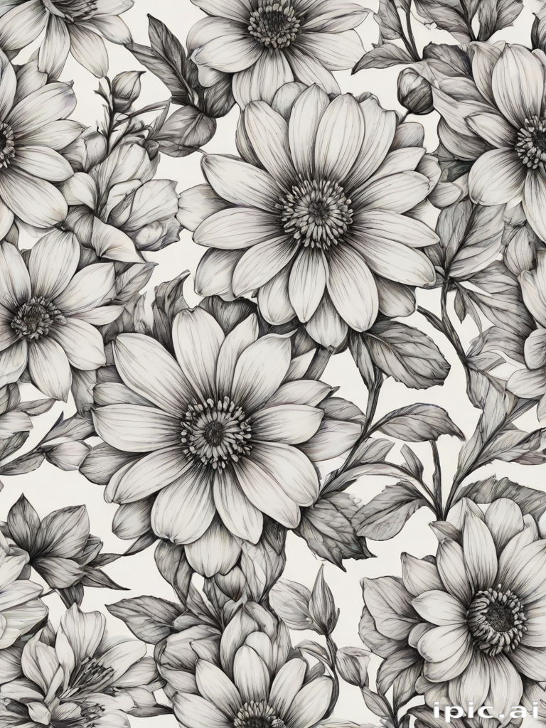 pencil drawn flowers