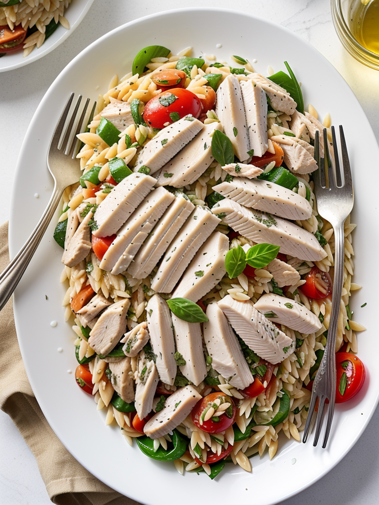 greek orzo salad with chicken