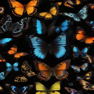butterflies in black background