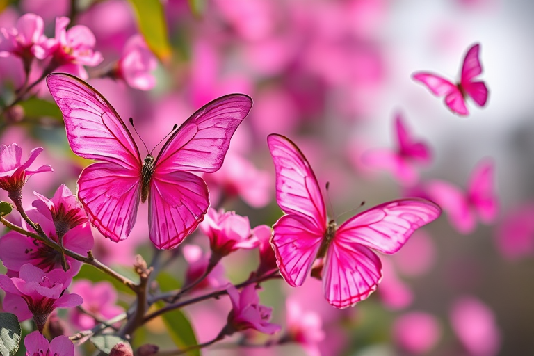 images of pink butterflies