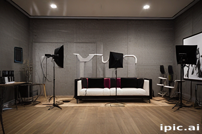 Modern Photography Studio Setup with Stylish Furniture and Lighting ...