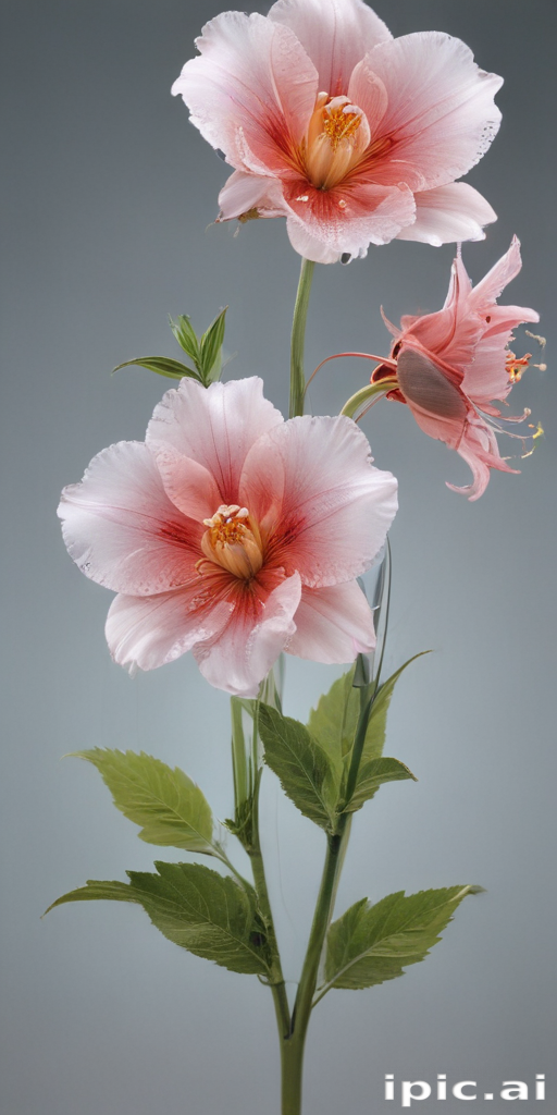 Delicate Pink Blossoms with Lush Green Leaves Against a Soft Background