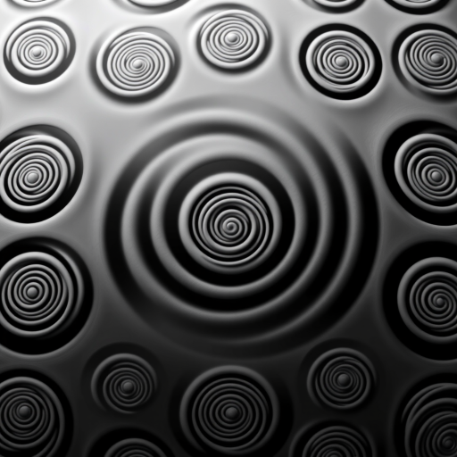 generate a high-contrast black and white pattern featuring spirals in a grid layout, camera settings: f/8, ISO 100, shutter speed 1/125 sec, camera view: top-down, camera style: minimalistic, camera type: digital DSLR