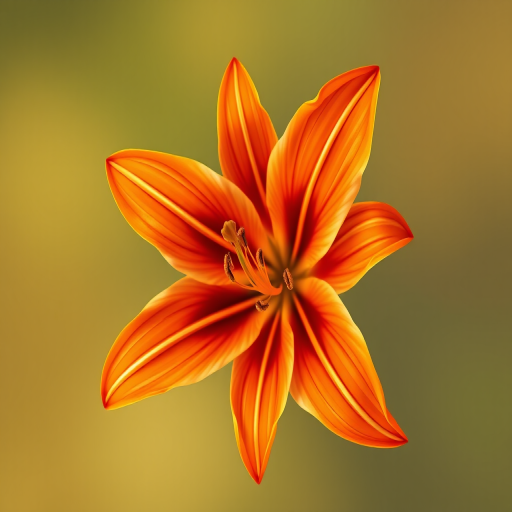 highly detailed illustration of an orange lily flower with vibrant petals and soft gradient background, 50mm lens, f/2.8 aperture, ISO 100, natural lighting, top-down view, digital painting style, high-resolution format