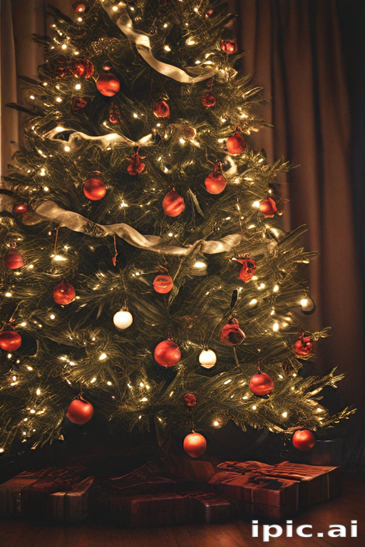 Beautifully Decorated Christmas Tree with Sparkling Lights and Colorful ...