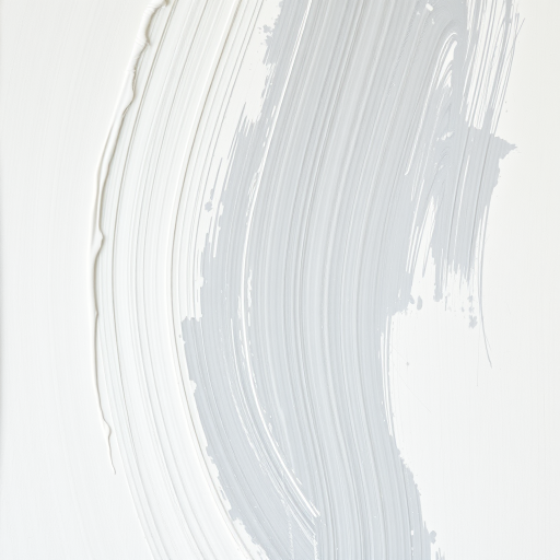 Create an abstract artwork featuring dynamic brushstrokes in various shades of white and gray, capturing a sense of movement and texture; shot with a Canon EOS R5, 50mm lens, f/1.8, ISO 100, at a shutter speed of 1/200s, using soft natural lighting and a shallow depth of field to enhance details and create a smooth background.