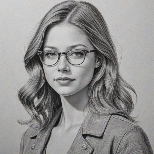Sublime Melissa Benoist, pencil sketch, portrait of Appealing woman 1957s in glasses, hair style beatnik, outline, clear lines, fine lines, 8k