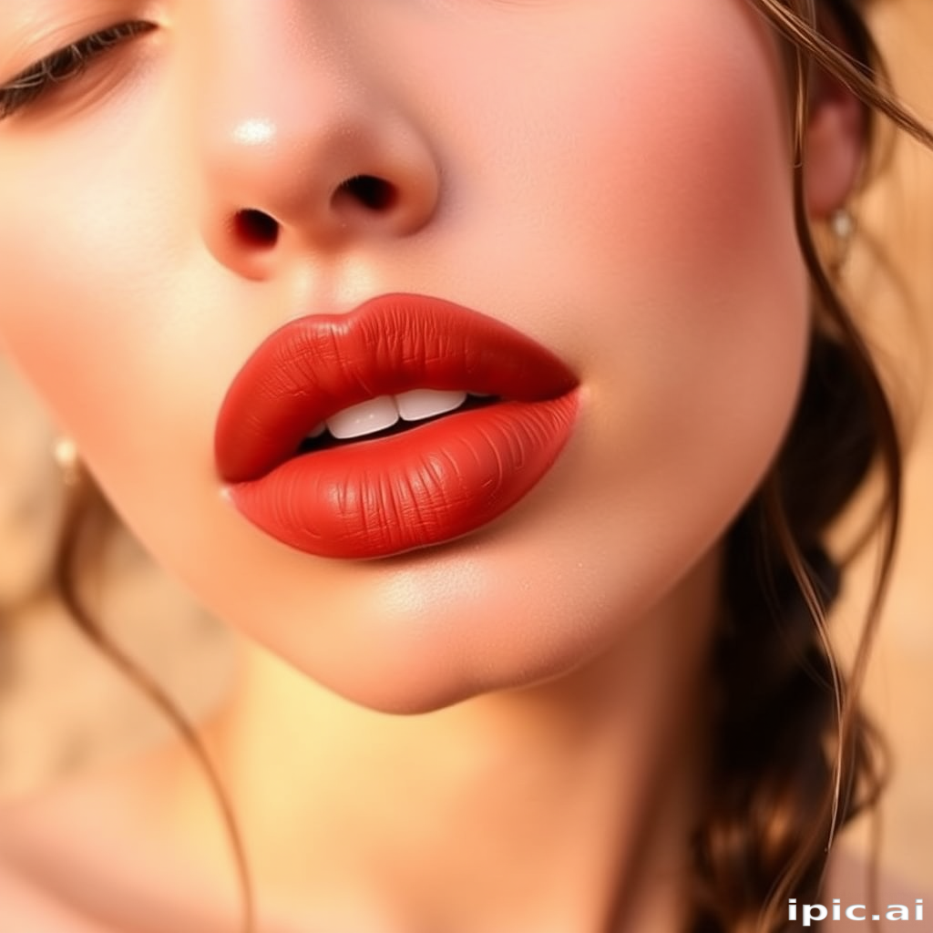 Earthy "Terra Cotta Sunset" lip look combines warm, reddish-brown tones with a soft matte finish, evoking the rich hues of desert landscapes and complementing natural makeup looks