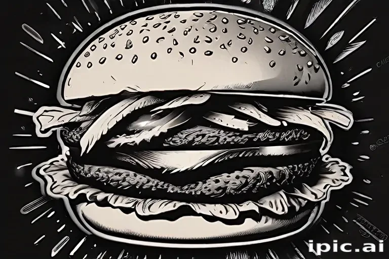 burger clipart black and white