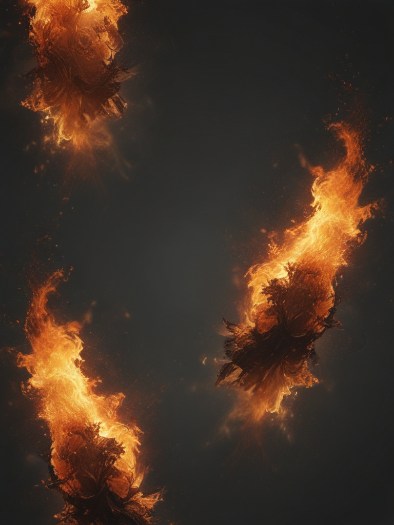 Dynamic Flames Dancing Against a Dark Background in Fiery Swirls