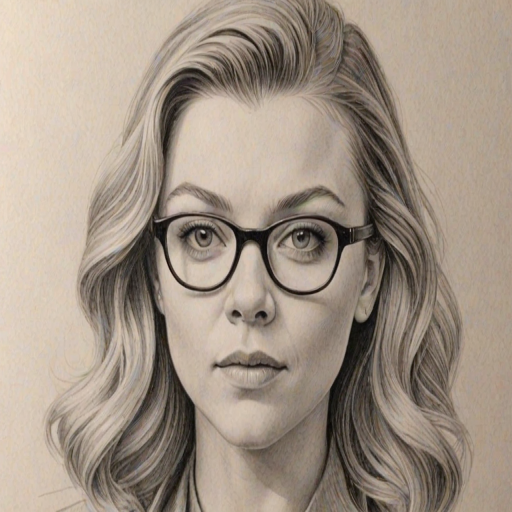 Stunning Natalie Dormer, pencil sketch, portrait of Wonderful woman 1934s in glasses, hair style beatnik, outline, clear lines, fine lines, 8k