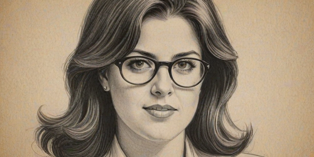 Sublime Monica Lewinsky, pencil sketch, portrait of Dazzling woman 1931s in glasses, hair style beatnik, outline, clear lines, fine lines, 8k