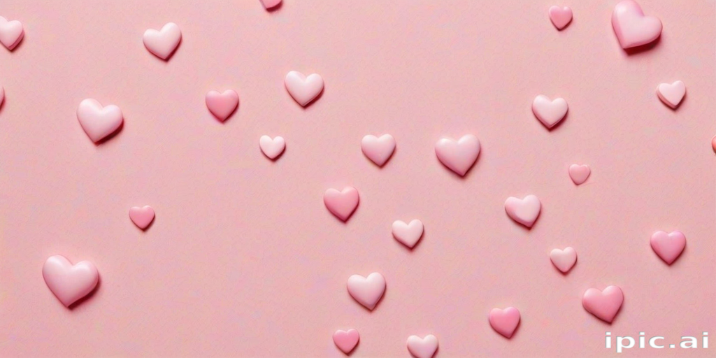 Scattered Pink Hearts on a Soft Pink Background for Romantic Vibes