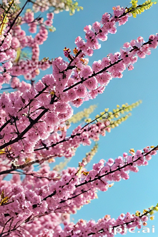 Vibrant Pink Blossoms Against a Clear Blue Sky in Springtime