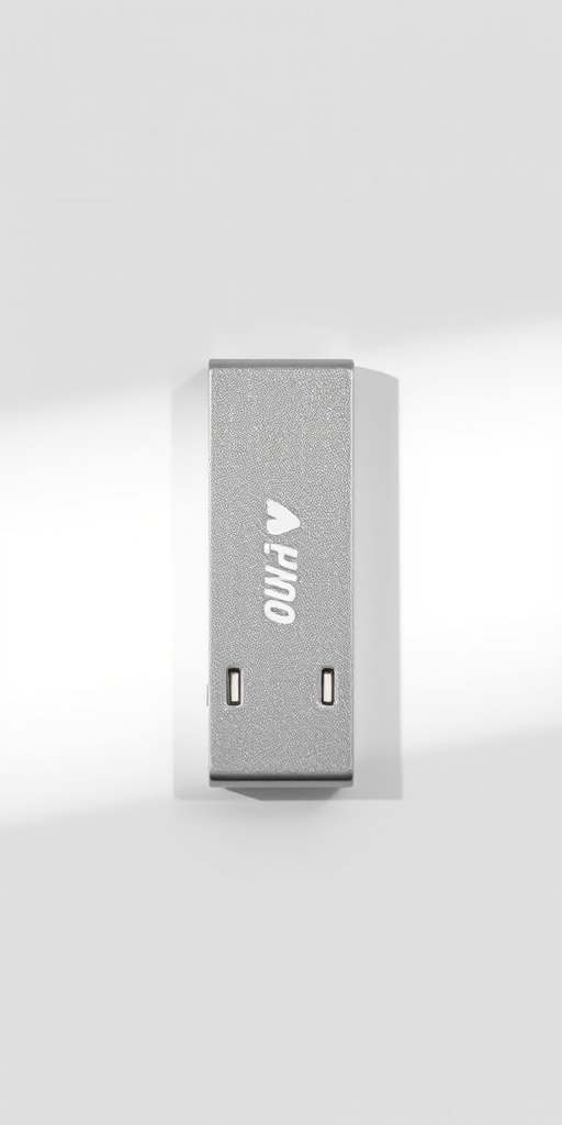 generate a highly detailed illustration of a USB flash drive in a minimalist style, using a Canon EOS R5, 50mm lens, f/2.8 aperture, ISO 100, soft natural lighting, and a clean white background for enhanced clarity and contrast