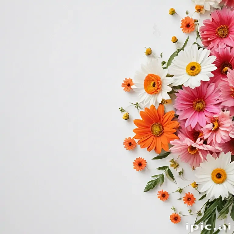 white background with flowers