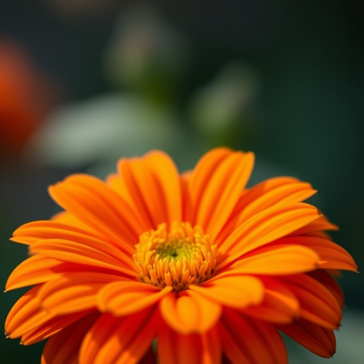 macro shot of a vibrant orange flower with intricate petal details, shallow depth of field, ISO 100, f/2.8 aperture, 50mm lens, natural light, DSLR camera, focus on the center of the flower