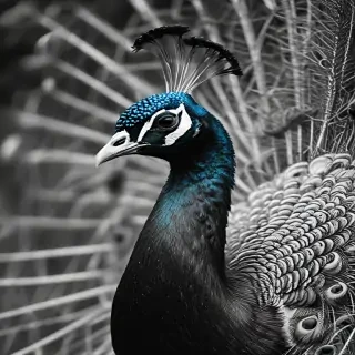 peacock black and white