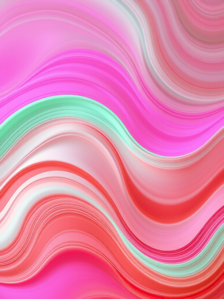 create a vibrant abstract wave pattern with flowing lines in pastel pink, green, and brown, captured with a Canon EOS R5, 50mm lens, f/1.8 aperture, ISO 100, with a soft focus background for enhanced depth and detail.