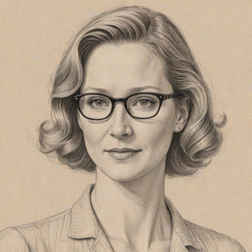 Sublime Laura Linney, pencil sketch, portrait of Fetching woman 1949s in glasses, hair style beatnik, outline, clear lines, fine lines, 8k