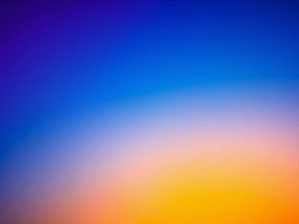 Create a smooth gradient background with vibrant colors transitioning from deep blue to bright orange, using a Canon EOS R5 camera, 50mm lens, aperture set to f/1.8, ISO 100, and a soft-focus style to enhance image quality.