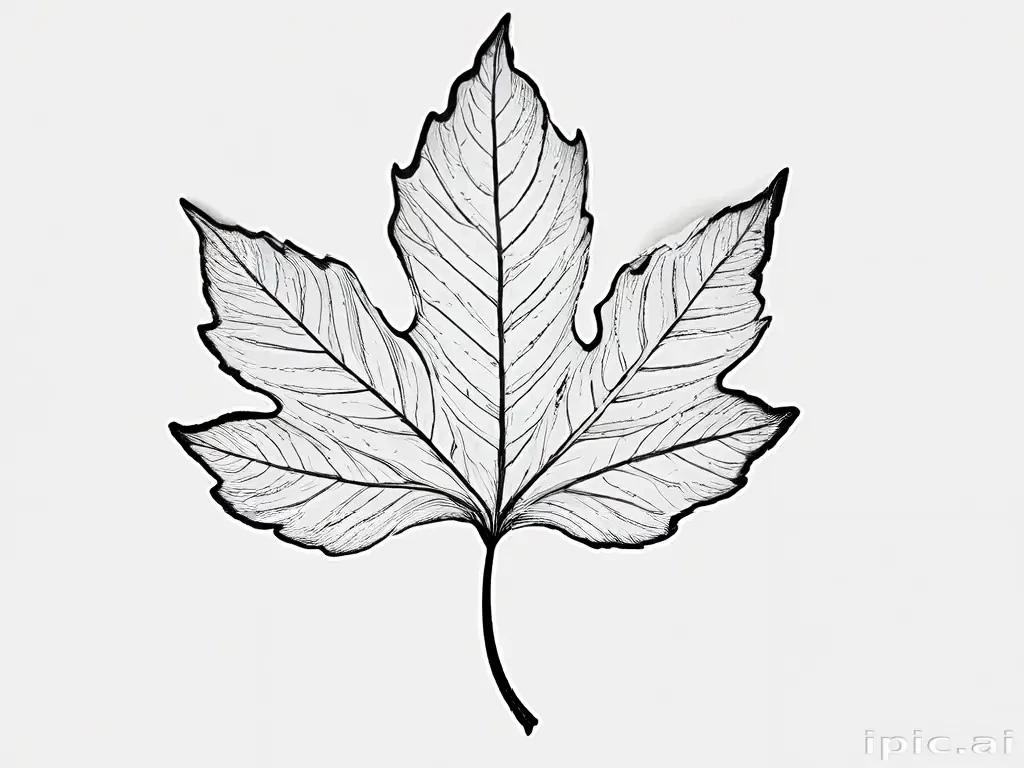 clipart leaf black and white