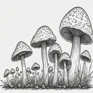 mushroom line art