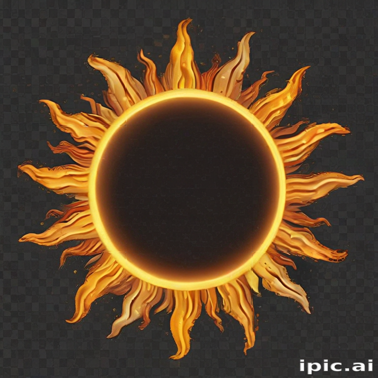 Artistic Representation of a Radiant Sun with Vibrant Flame-Like Rays