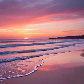 pink beach sunset