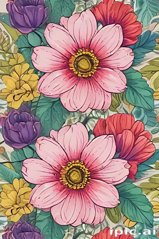 color drawing flowers