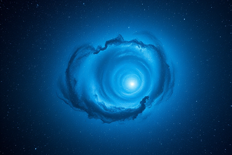 Create a high-resolution image of a cosmic scene featuring deep blues and swirling patterns, captured with a Canon EOS R5, 24mm lens at f/2.8, ISO 800, using a long exposure of 15 seconds, with a wide-angle view to enhance the depth of the galaxy.