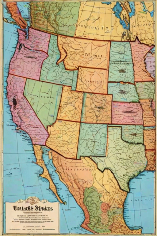 map of united states with states