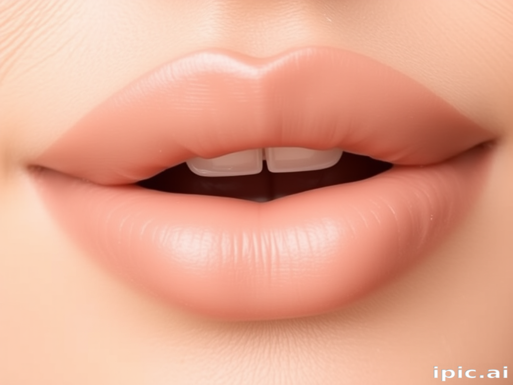 Close-Up of Soft, Glossy Lips with a Subtle Natural Shine