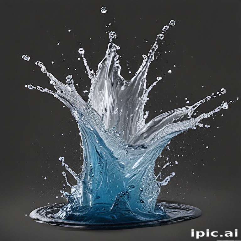 Dynamic Splash of Water Creating Intricate Patterns Against a Dark ...