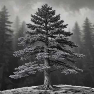 pine tree clipart black and white