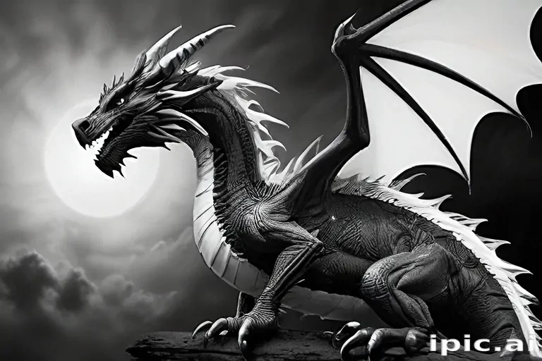 dragon black and white