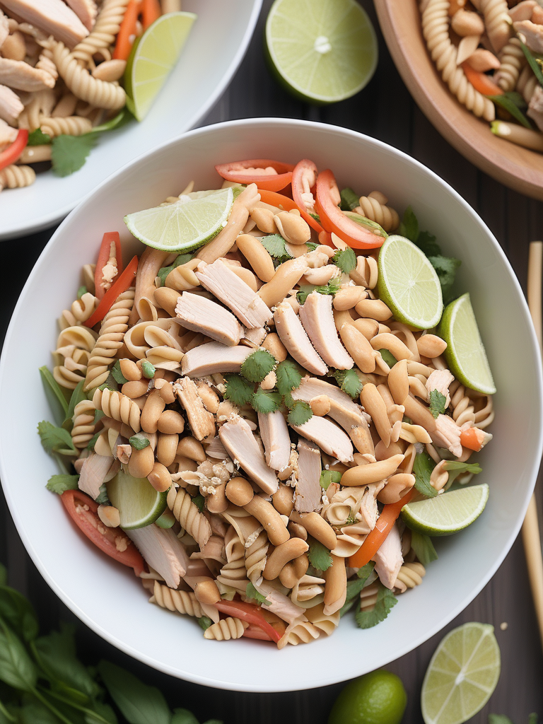 thai peanut chicken pasta salad