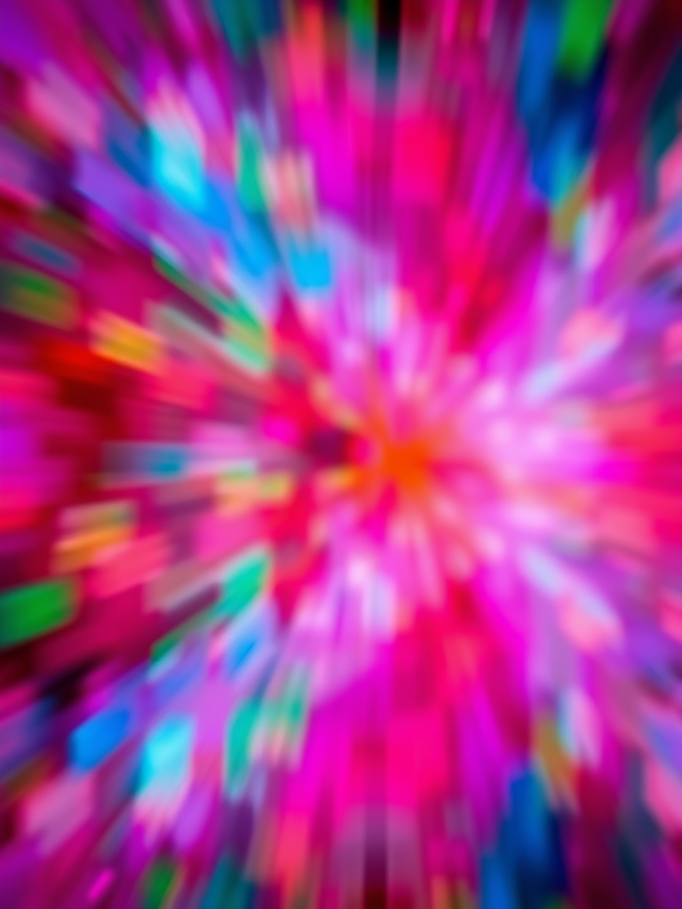 Create an abstract image with a vibrant mix of colors including red, blue, green, and purple, using a shallow depth of field, with ISO 200, aperture f/2.8, shutter speed 1/60s, shot from a top-down perspective with a DSLR camera in a high-resolution setting.