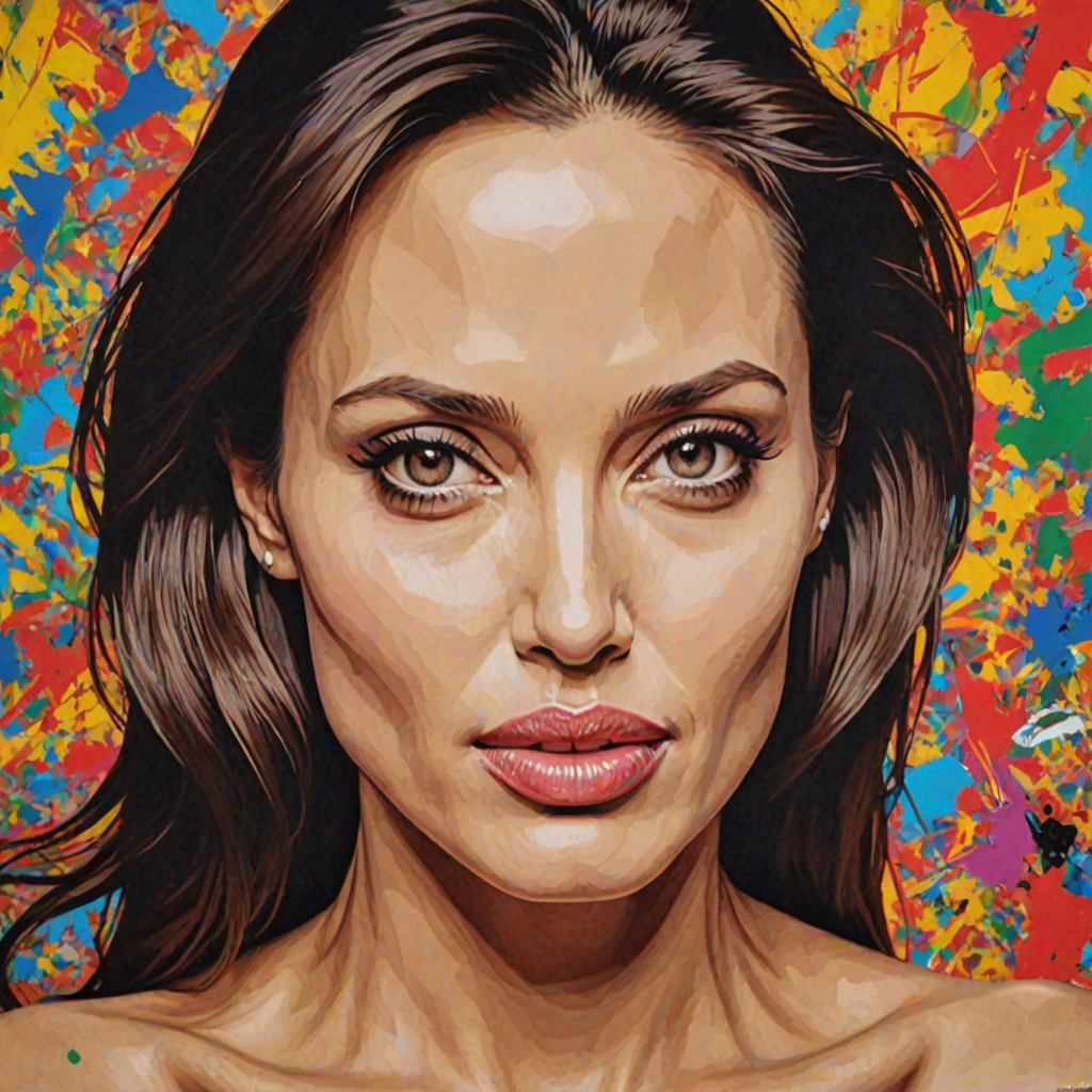 A pop art piece of angelina jolie