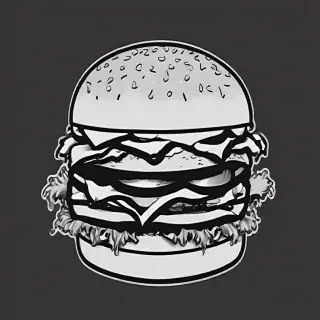 burger clipart black and white