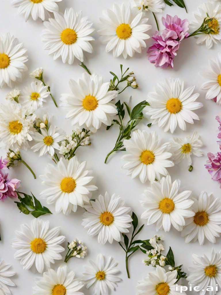 white background with flowers