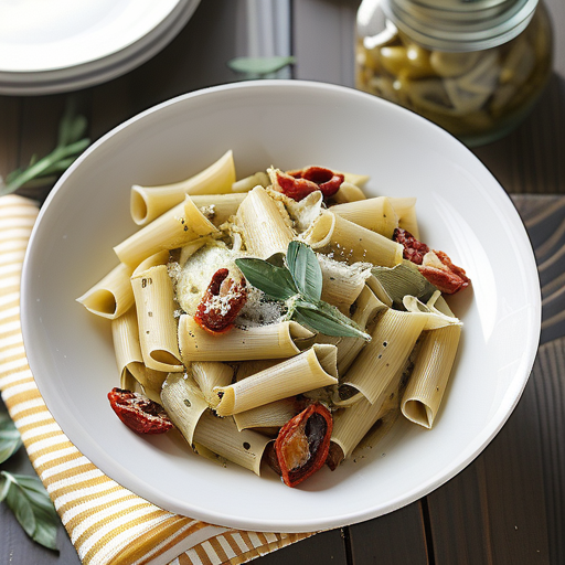 pasta with sun dried tomatoes and artichokes